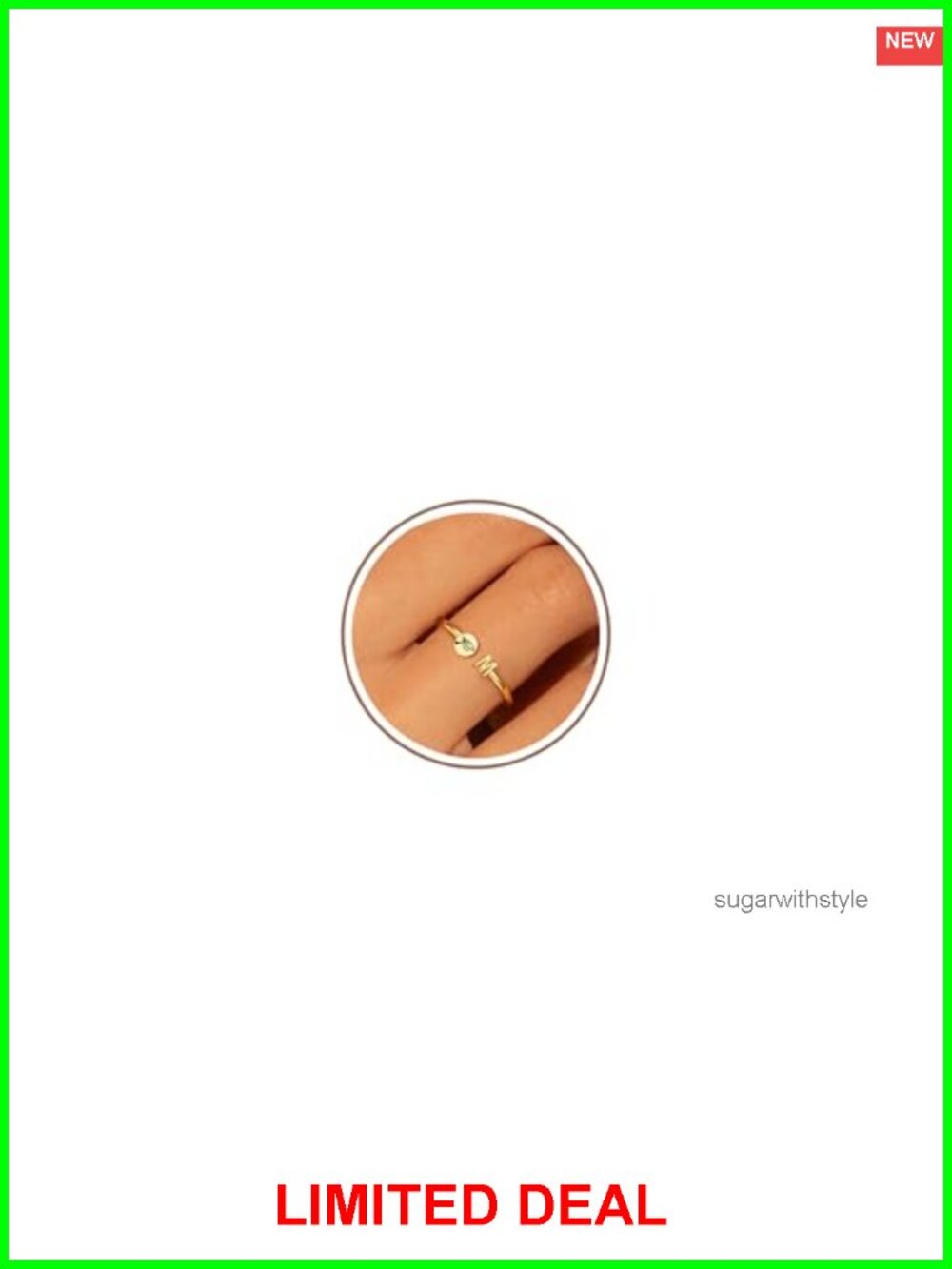 14k Gold Plated Initial Ring Compass Graduation Gift Adjustable Open